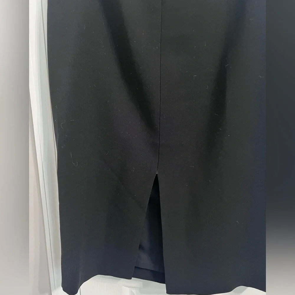 White House Black Market Black Pencil Skirt with Front Slit, Size 8